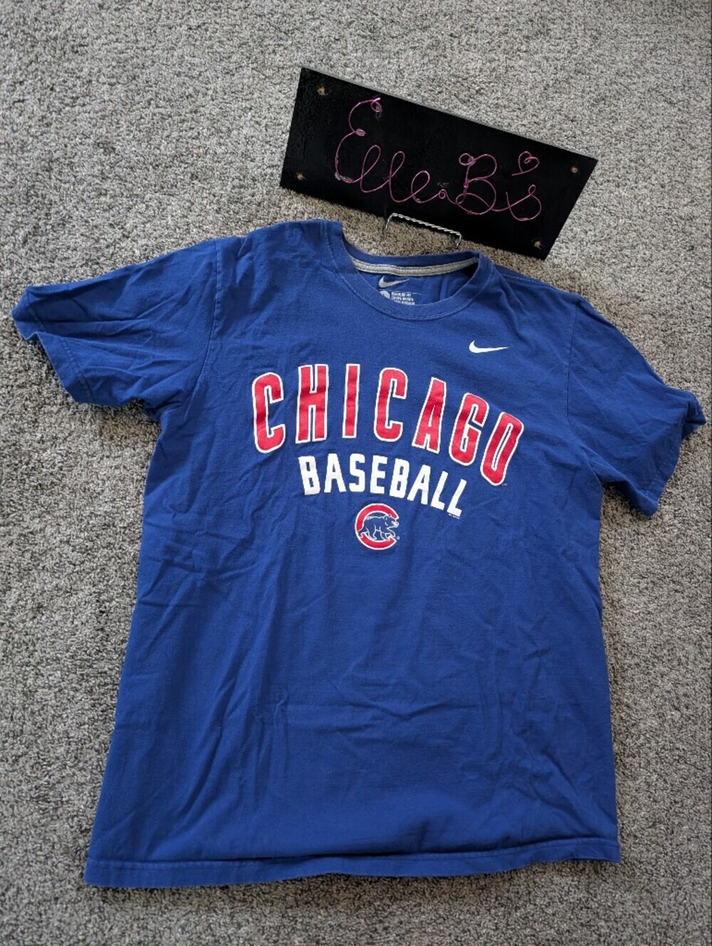 Euc Nike Chicago Baseball T-Shirt - Blue with Red & White Logo L